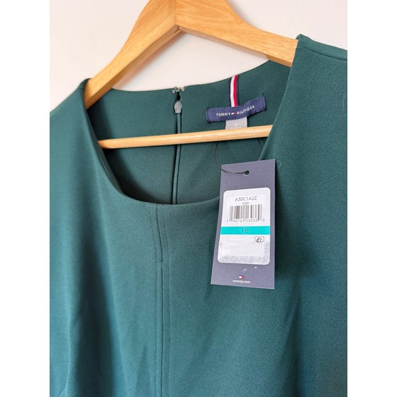 Tommy Hilfiger Women Button Trim Shift Dress Green Short Sleeve Size 16 - Picture 7 of 10